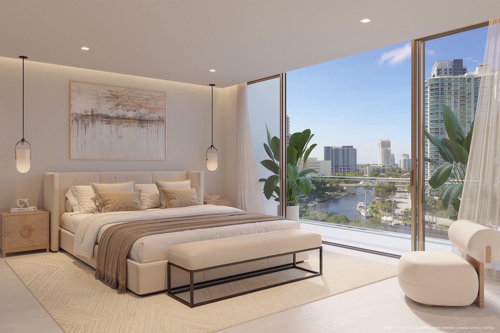 Sixth and Rio primary bedroom with river views